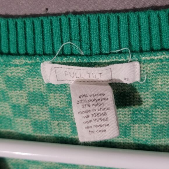 FULL TILT Wavy Checkerboard Womens Vest Size XS Green Pastel Yellow Y2K Punk - Picture 2 of 9